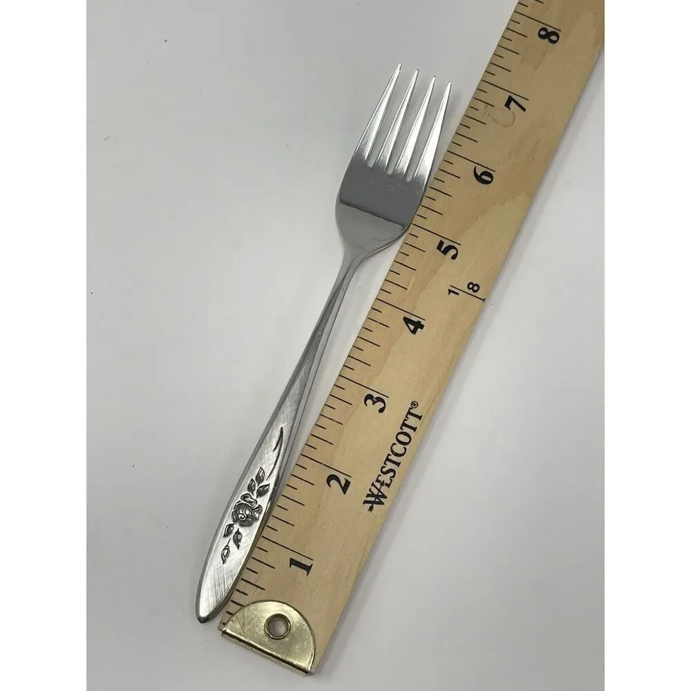 Vintage Oneida Community ROSE SHADOW Stainless Salad Forks 6.75